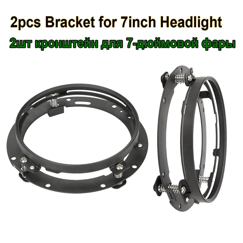 2 Phares LED Ronds 7 Pouces Halo Land Rover Defender Lada Niva Beetle Classique avec Culot H4 et Anneau Ambre