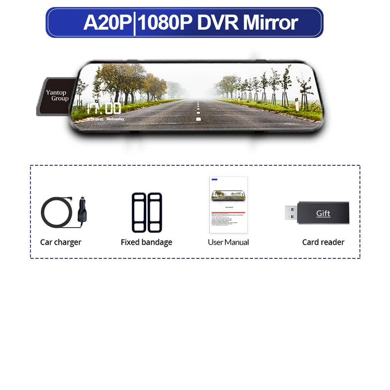 Dual-Camera 1080P Dashcam with 10-Inch Touchscreen