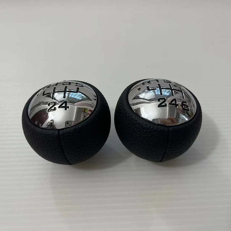 Pommeau de Levier de Vitesse Peugeot 307 308 3008 407 5008 807 et Citroën C3 C4 C8, 5 ou 6 Vitesses, Tête Chromée Cuir PU Noir