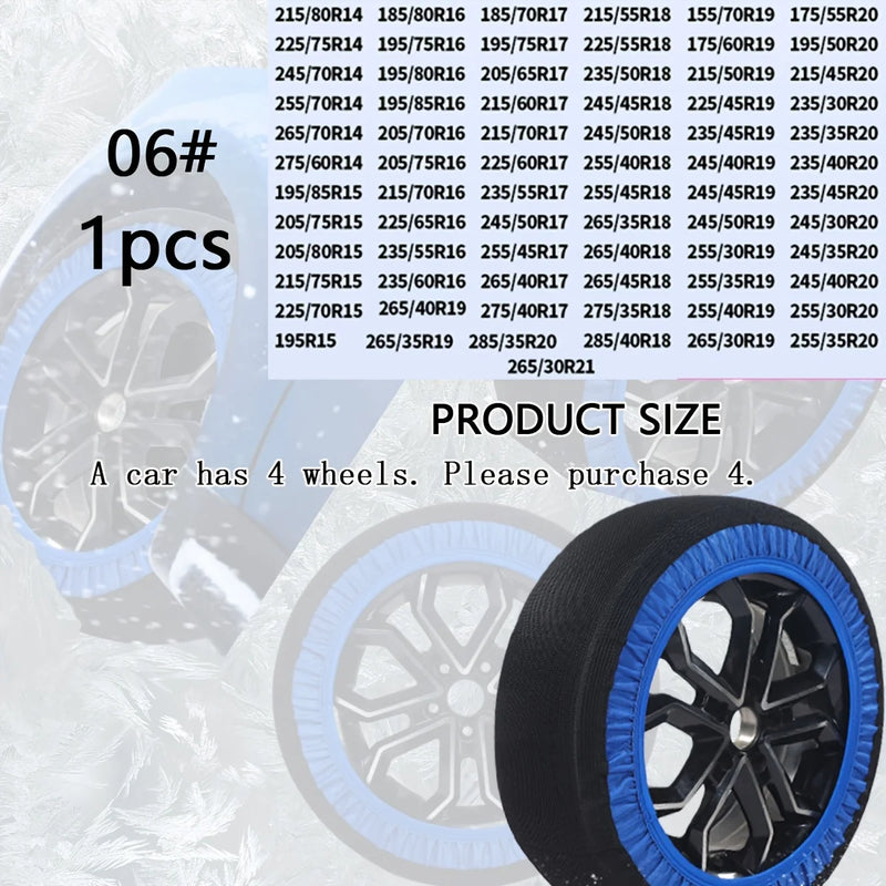 Chaussette à Neige Textile Bleue à l'Unité pour Voiture et SUV