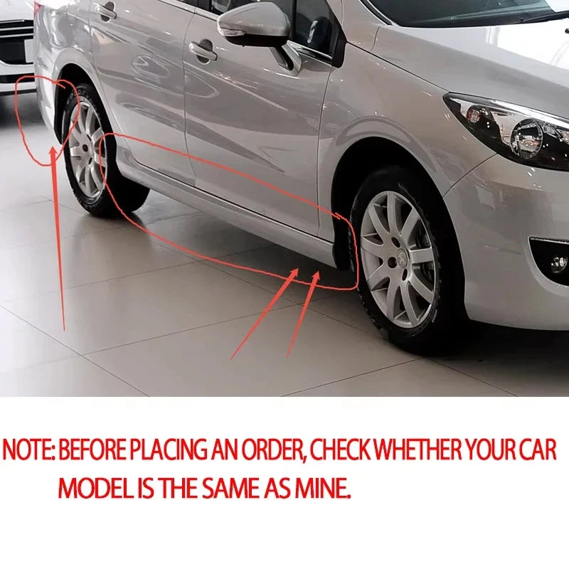 Garde-Boue Peugeot 308 I T7 2007-2013 Jeu de 4 Bavettes Avant et Arrière Noires