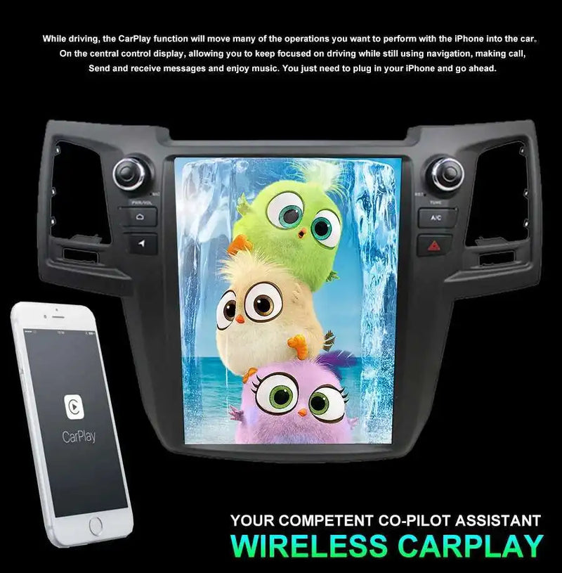 Autoradio Android 14 Écran Vertical Toyota Fortuner et Hilux 2005-2014 CarPlay GPS 4G