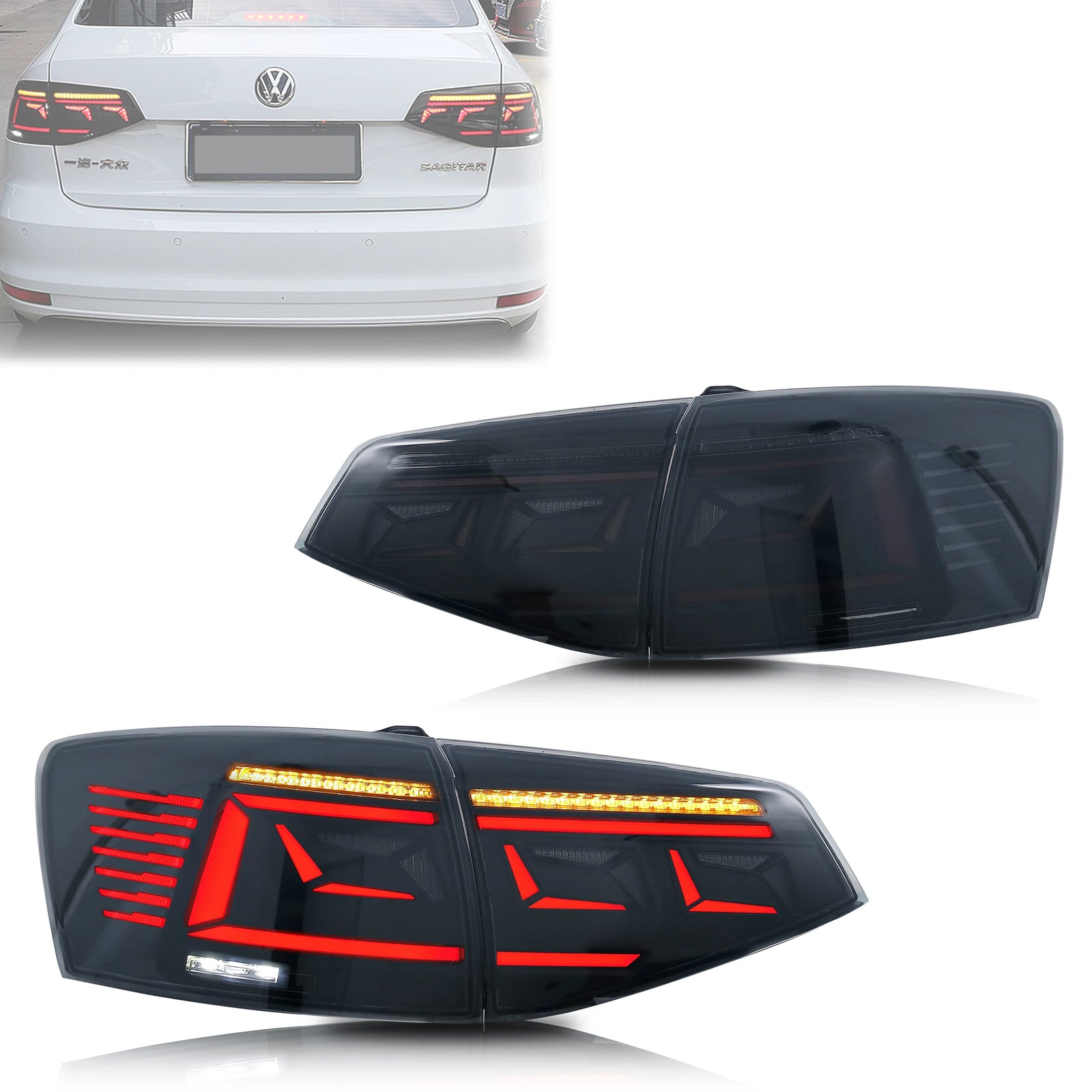 Feux Arrière LED Volkswagen Jetta 2015-2018 Noir Séquentiel