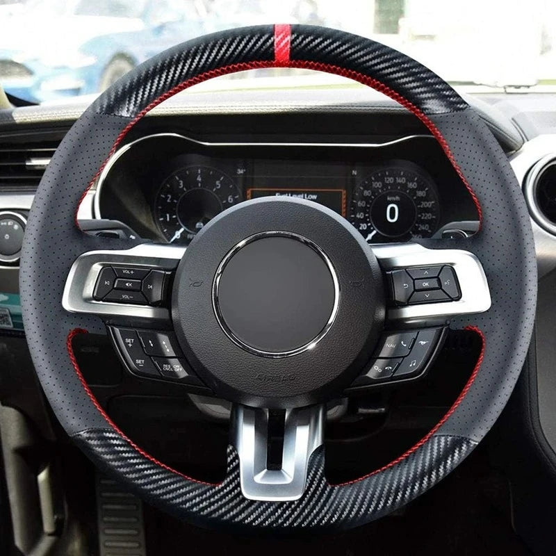 Couvre Volant Ford Mustang 2015-2021 Cuir Perforé à Coudre