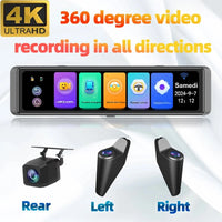 12-Inch Mirror Dashcam 4 Lenses 4K Wiring Kit