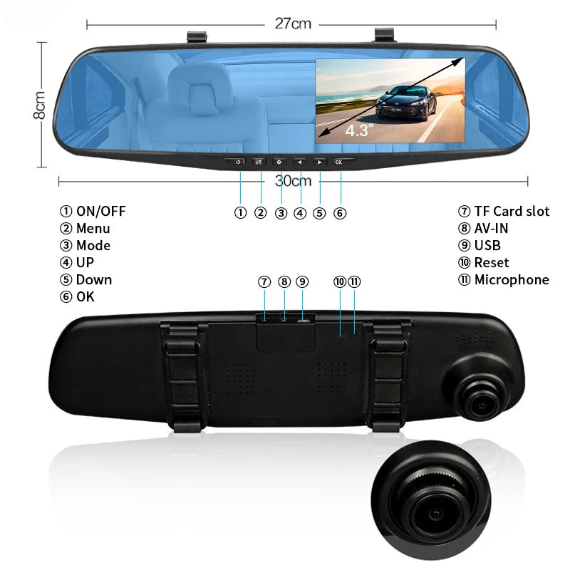 Dashcam Acceo Double Caméra 4,3 Pouces IPS