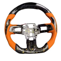 Volant de Course Carbone Forgé Orange avec Voyant LED de Rapport Ford Mustang 2015-2020