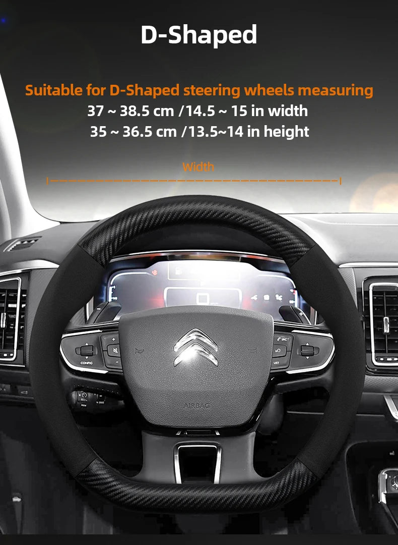 Housse de Volant Citroën Daim et Texture Carbone C3 C4 X Berlingo C5 Aircross Jumper Spacetourer Ami X