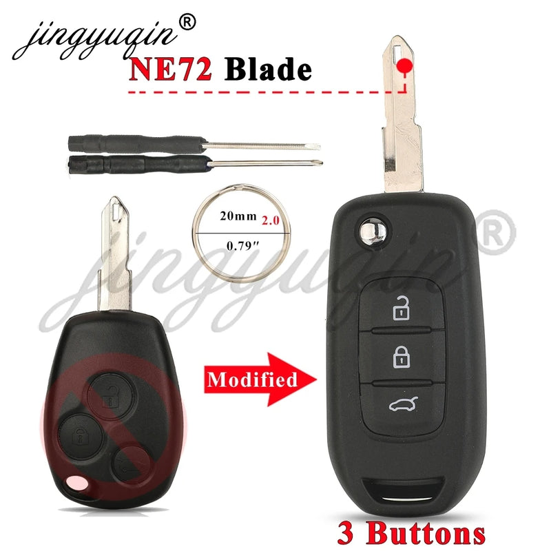 Coque de Clé Renault Pliable Modifiée 2 ou 3 Touches Clio Mégane Duster Kangoo Twingo Sandero Logan Vivaro