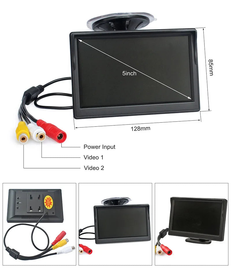 Kit Caméra de Recul Écran 5 Pouces Ventouse Double Entrée