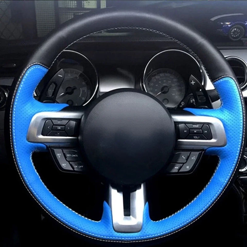 Couvre Volant Ford Mustang et Mustang GT 2015-2019, Cuir Véritable et Daim, à Coudre, 9 Styles