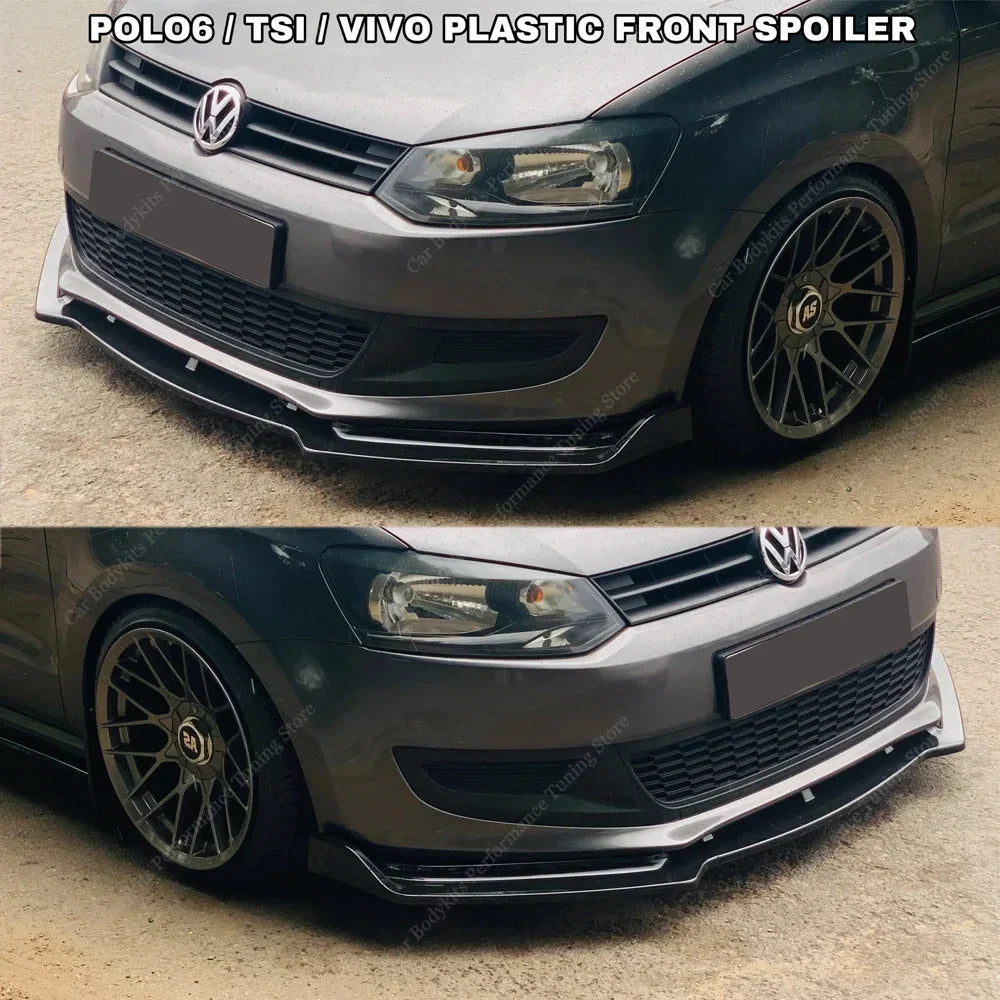 Lame Avant VW Polo MK5 6R 6C 2010-2017 Noir Brillant 3 Éléments