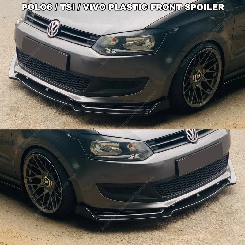 Lame Avant VW Polo MK5 6R 6C 2010-2017 Noir Brillant 3 Éléments
