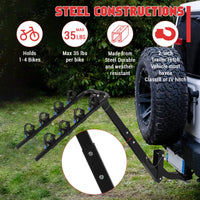 Porte-Vélos sur Attelage Pliable et Inclinable pour 2 ou 4 Vélos avec Stabilisateur Anti-Oscillation en Acier pour SUV et Camping-Car