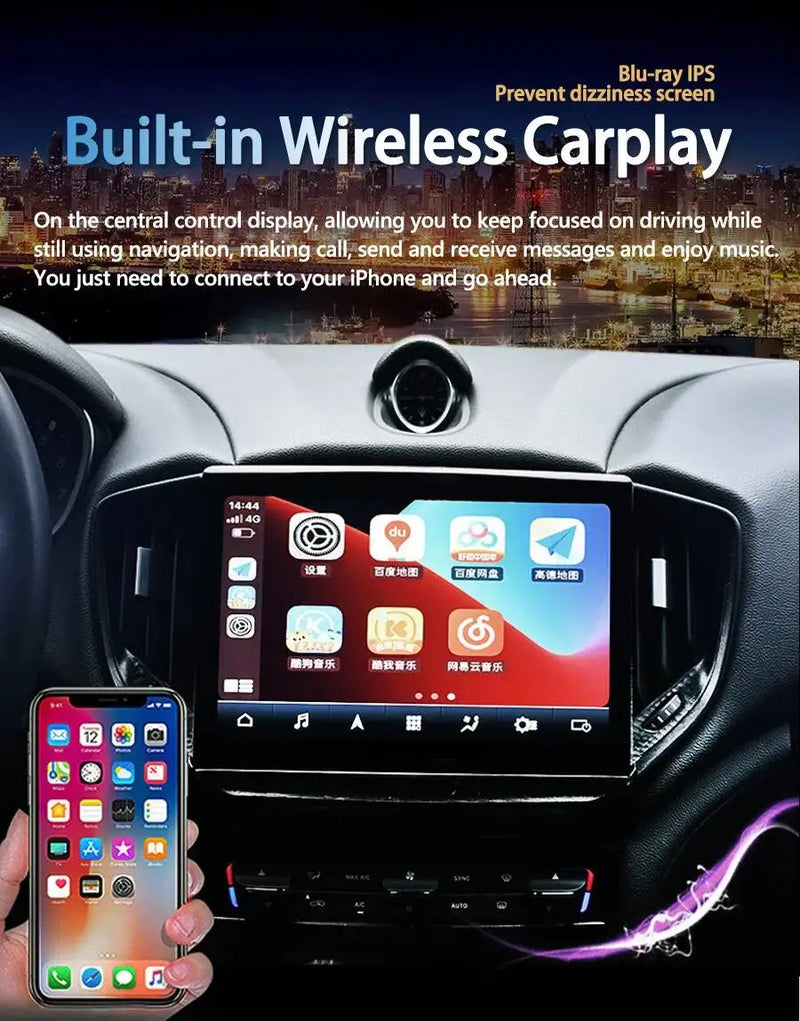 Autoradio Android Maserati Ghibli 2014-2020 Écran 10,26 pouces CarPlay GPS 6 Go + 128 Go