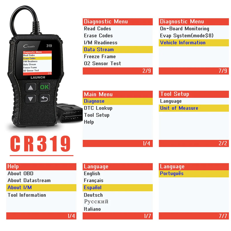 OBD2-Codeleser Launch Creader CR319 Motorkontrollleuchte