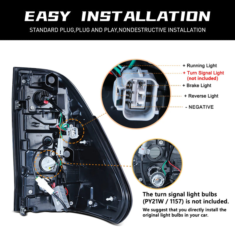 Feux Arrière LED RGB Toyota Hilux 2015-2024 Commandés par Application, Paire Gauche et Droite