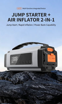 Booster de Batterie Voiture 12V avec Compresseur 150 PSI Écran Numérique