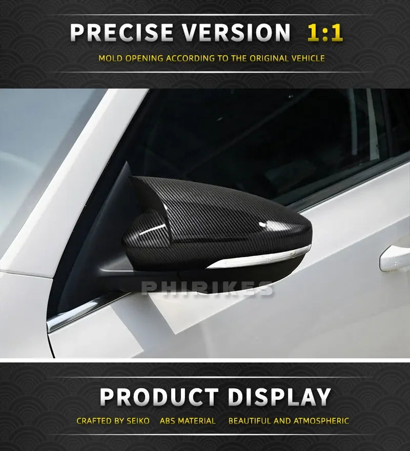 Coques de Rétroviseur Skoda Octavia 3 2013-2019 et VW T-Roc T-Cross 2018-2021 Style Bec, Aspect Carbone ou Noir Brillant