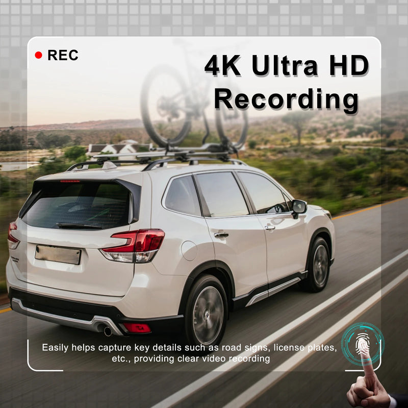 Dashcam Miroir Podofo 4K Écran Tactile 9,66 Pouces avec Caméra de Recul, Vision Nocturne et Surveillance 24 h