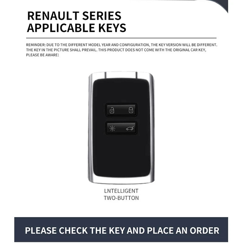 Coque de Clé Renault Carte 2 Touches Alliage de Zinc Suédine Lanière RS