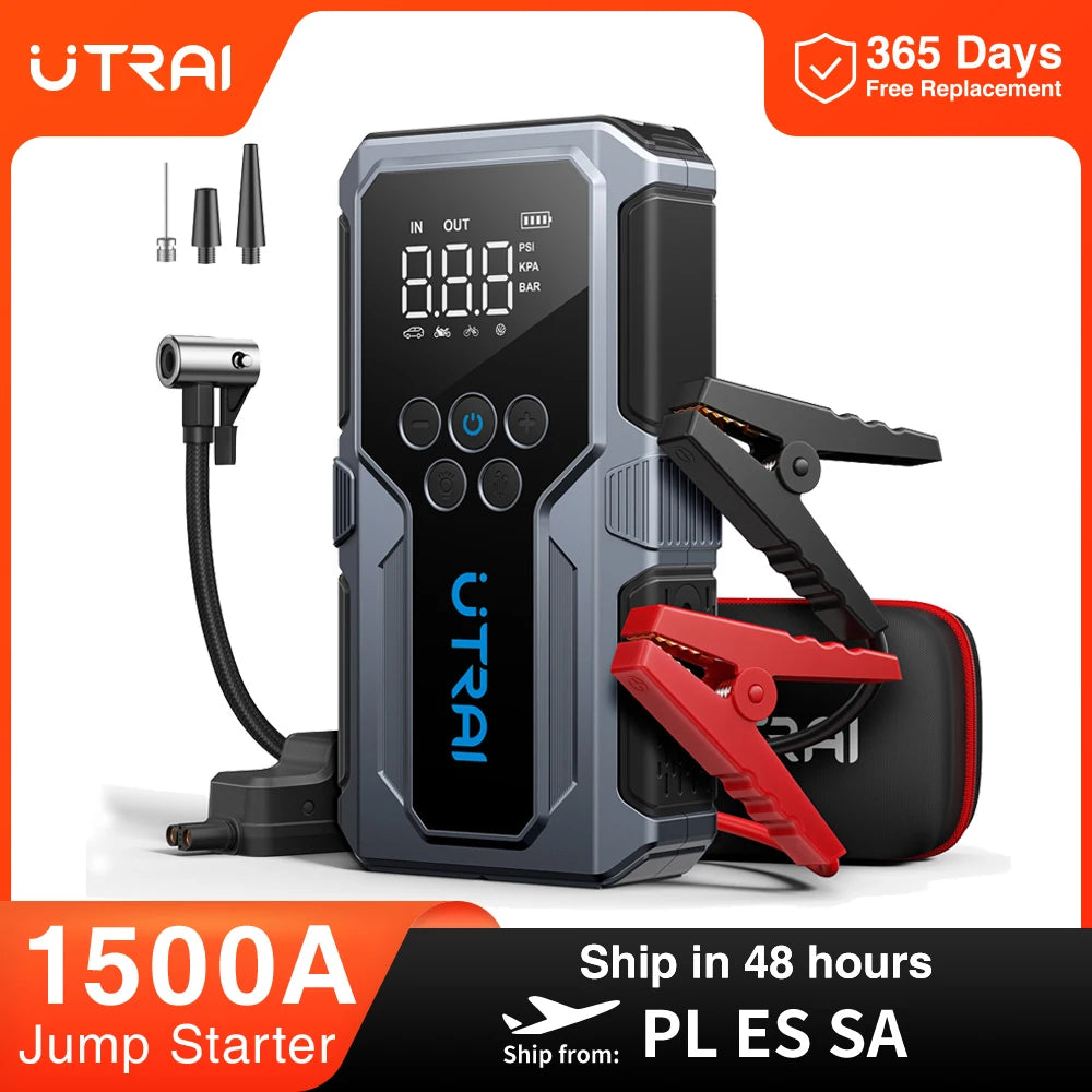 UTRAI Démarreur de Batterie Voiture 1500A avec Compresseur d'Air