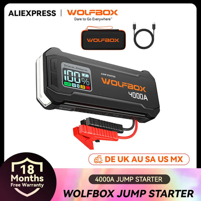 WOLFBOX JS24 Démarreur de Batterie Voiture 4000A 24000mAh