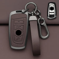 Coque de Clé BMW Alliage Effet Cuir avec Dragonne Série 1 3 5 F20 F30 G20 F10 G30 X3 X4 3 ou 4 Touches