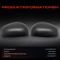 Coques de Rétroviseur Renault Twingo 3 2014-2025 et Smart Fortwo Forfour 453, Paire Gauche et Droite Noir Texturé