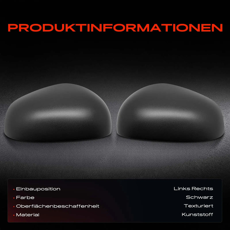 Coques de Rétroviseur Renault Twingo 3 2014-2025 et Smart Fortwo Forfour 453, Paire Gauche et Droite Noir Texturé