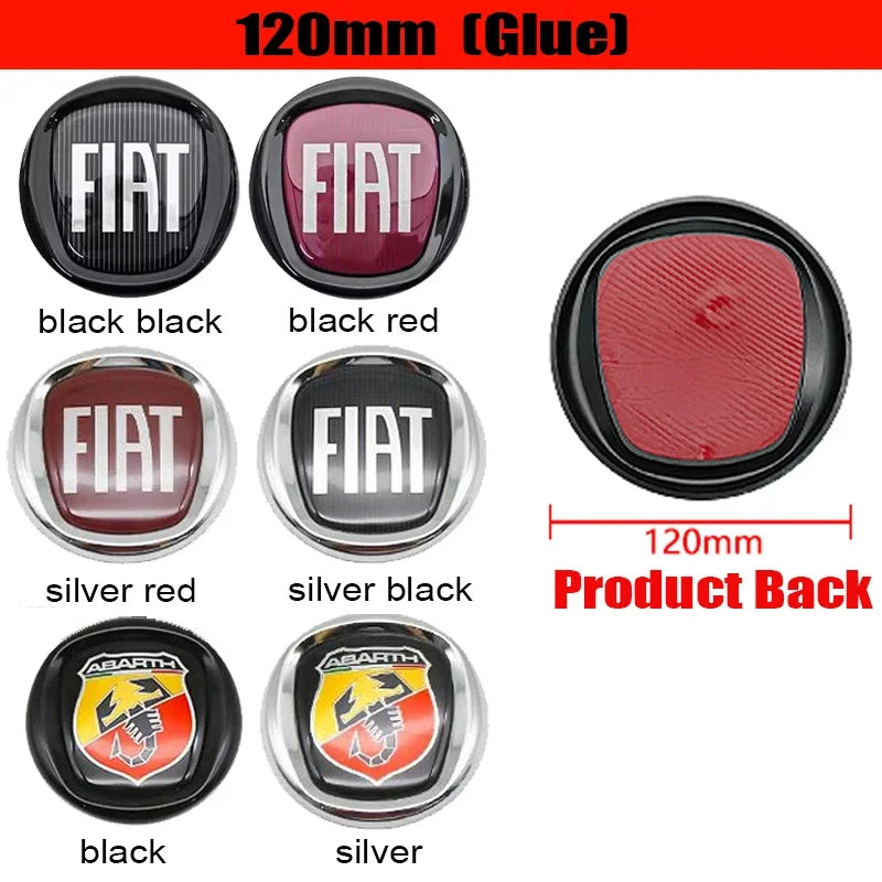 Emblème Logo Fiat 500 Panda Tipo Abarth Strada 600 500L Mobi en ABS 75 85 95 100 120 mm Avant et Arrière