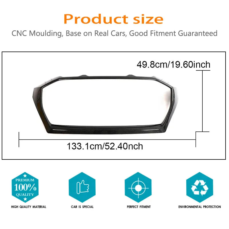 Cadre de Calandre en Carbone Audi RS Q8 RSQ8 2020-2023 Tissage Sergé 2x2 Noir Brillant
