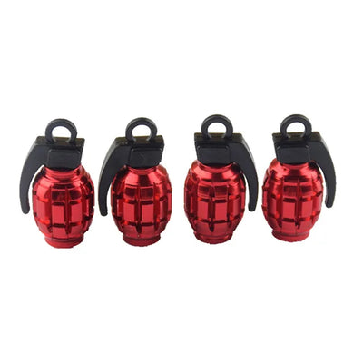 Bouchons de Valve Universels Grenade Aluminium Anti-Poussière