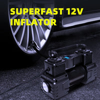 Compresseur de Pneu Voiture 12V Double Cylindre Manomètre ou Écran