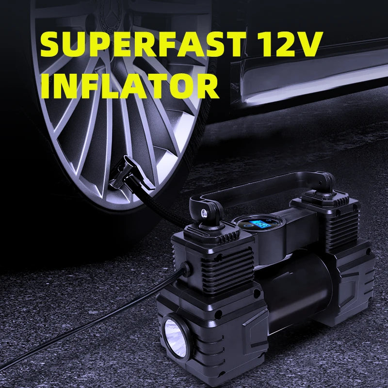 Compresseur de Pneu Voiture 12V Double Cylindre Manomètre ou Écran