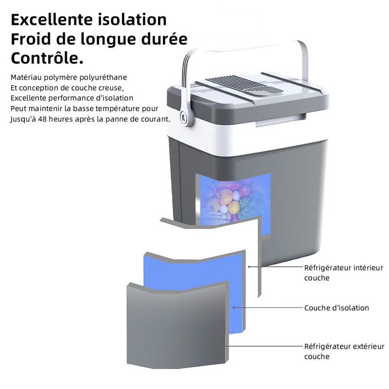Glacière Électrique Voiture 24 L 12 V 220 V Froid et Chaud