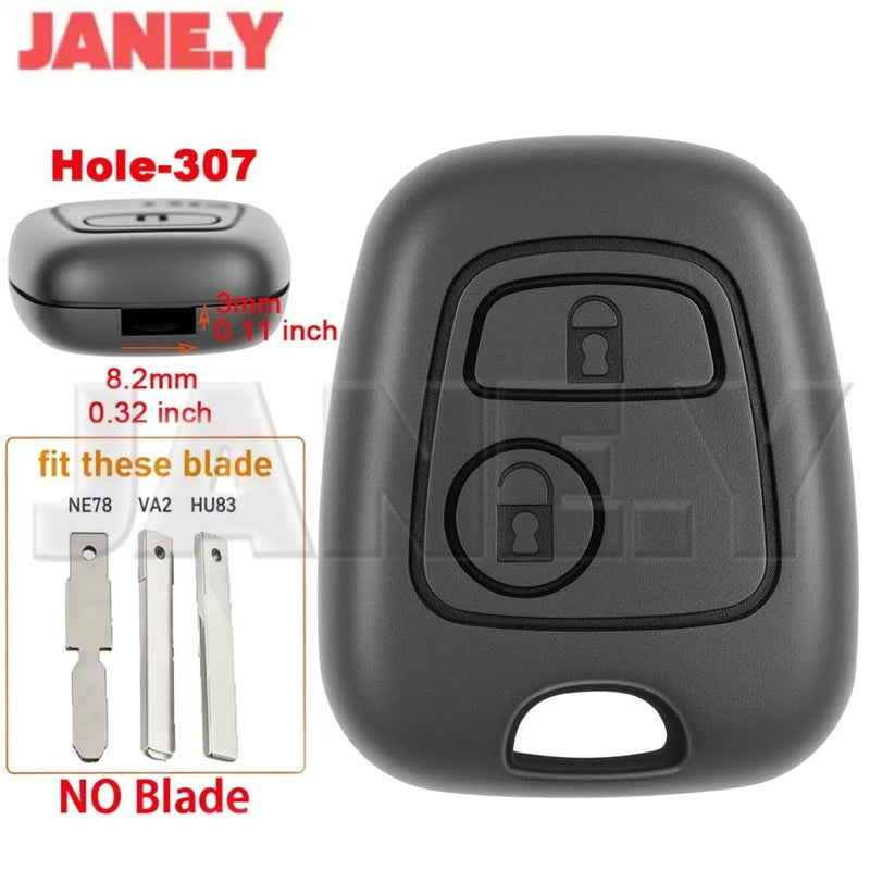 Coque de Clé Peugeot 206 207 307 Citroën C1 C2 C3 C4 2 Touches Boîtier Vide