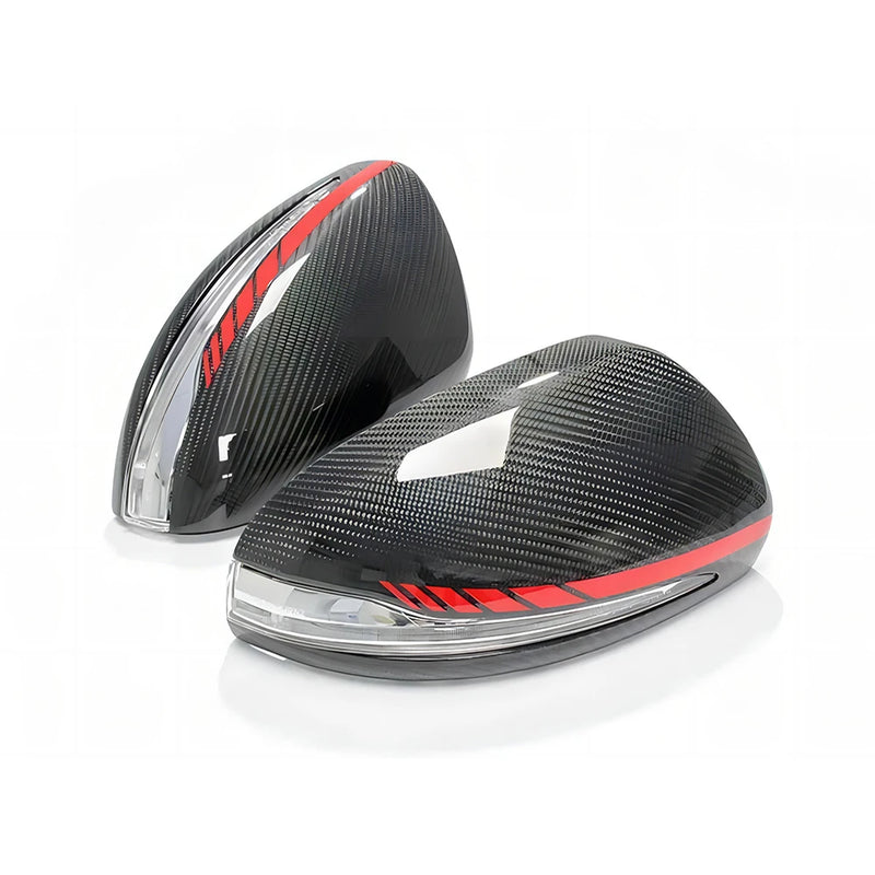 Coque de Rétroviseur Mercedes GLC X253, EQA, EQB X243, EQC N293 en Carbone Véritable de Remplacement, Sec, Forgé ou Liseré Rouge