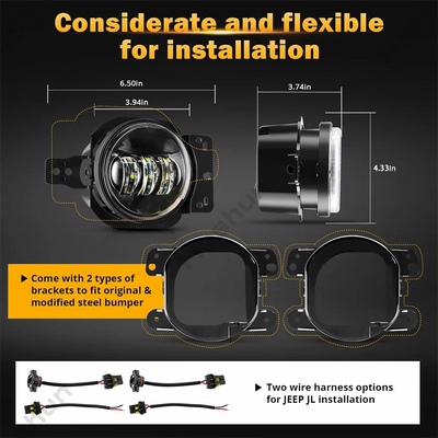 Feux Antibrouillard LED Jeep Wrangler JL Rubicon