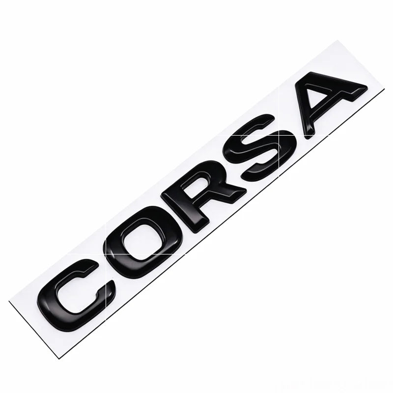 Logo Opel et Corsa Lettres 3D en Métal Emblème Autocollant pour Coffre Arrière Noir ou Argent