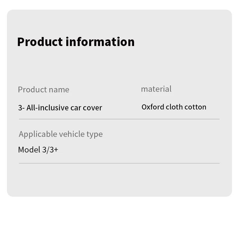 Housse de Protection Voiture Tesla Model 3 et Model Y Oxford Imperméable