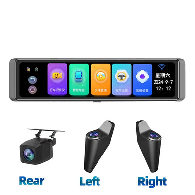 Dashcam Miroir 12 Pouces 4K Sony IMX415 4 Canaux