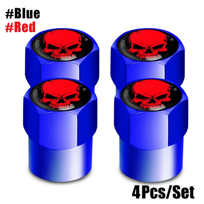 Bouchons de Valve Universels Tête de Mort Bicolores Aluminium