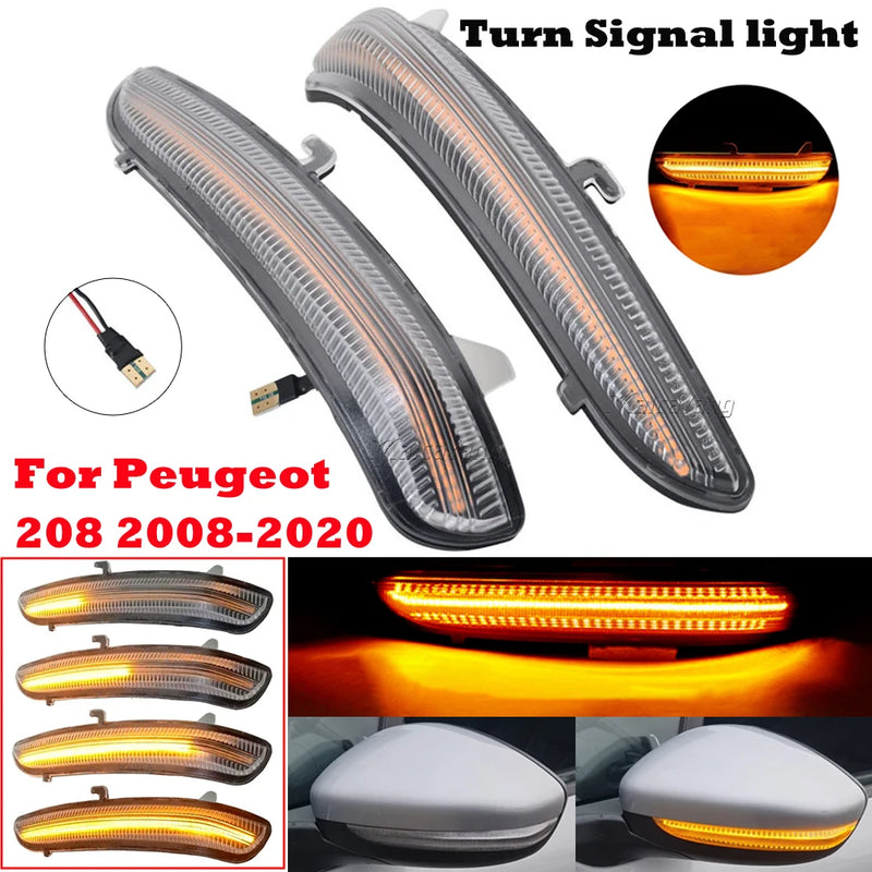 Clignotants LED de Miroir Latéral Dynamiques Séquentiels Peugeot 208 2008 Citroën C3 C4 Lot de 2