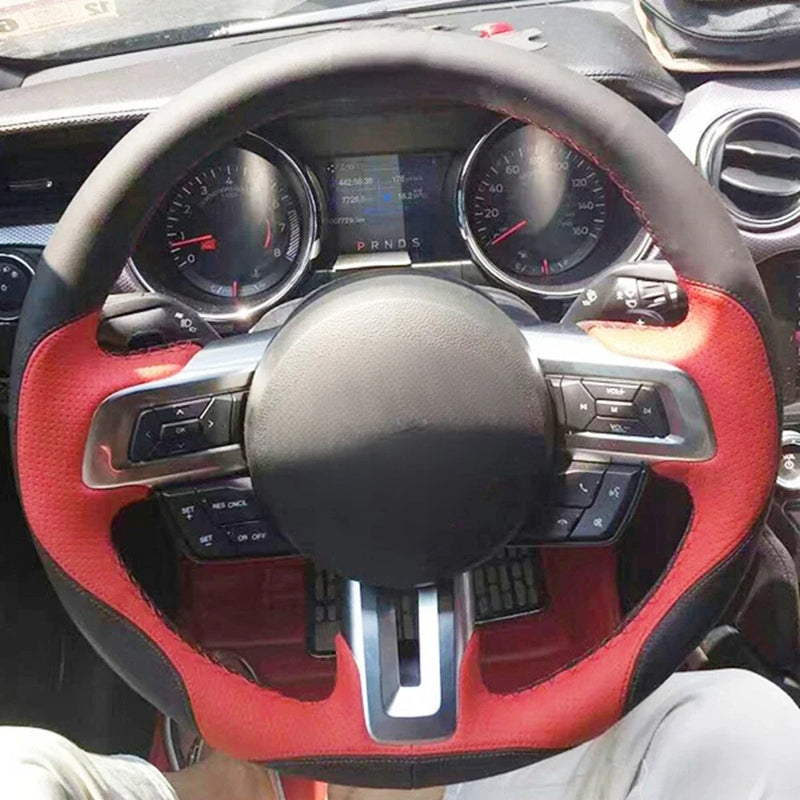 Couvre Volant Ford Mustang et Mustang GT 2015-2019, Cuir Véritable et Daim, à Coudre, 9 Styles