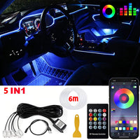 Kit Éclairage d'Ambiance LED RGB Intérieur Voiture Fibre Optique Télécommande