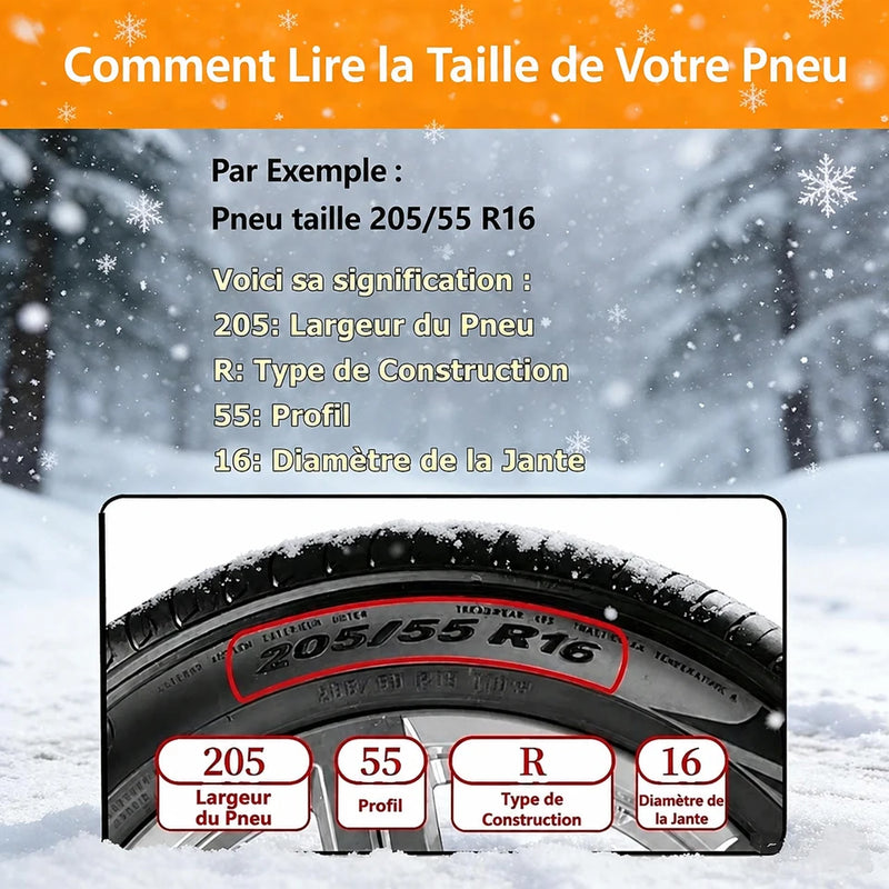 Chaussettes à Neige Voiture E-ACE Textile Antidérapantes SUV et Camionnette 2 Paires
