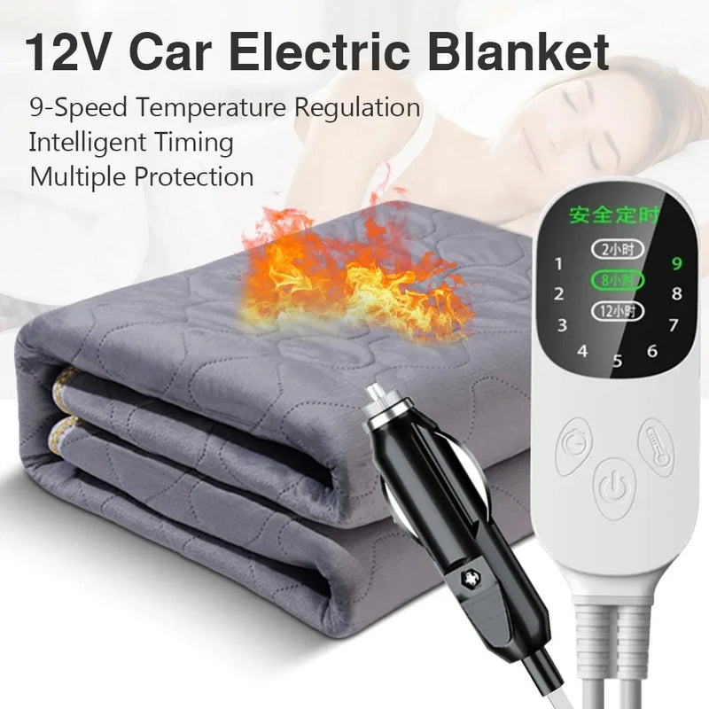 Couverture Chauffante 12 V Chauffage Voiture Camping Camion Prise Allume-Cigare 9 Niveaux