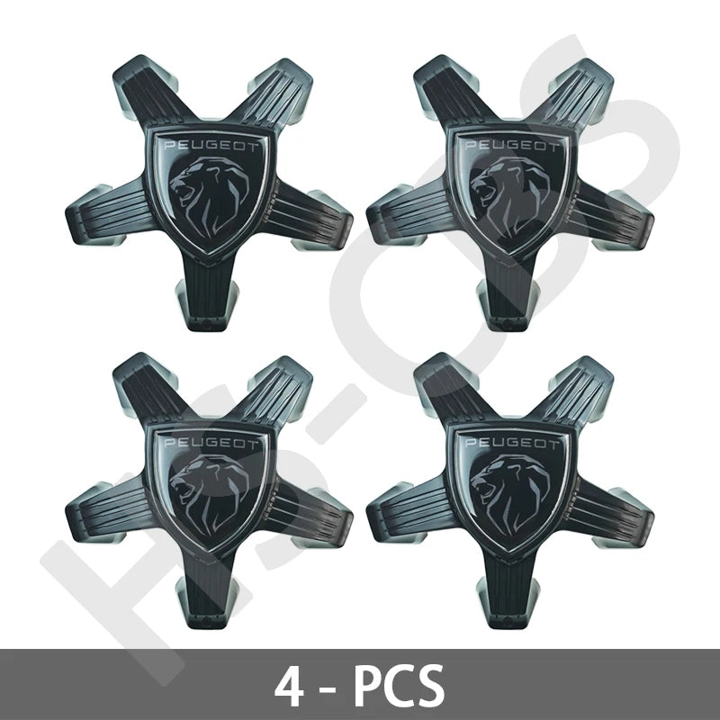 Cache-Moyeux Peugeot 5 Branches 3D, Noir, pour 3008, 4008, 5008, Références 98366785XK et YL022040XK