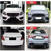 Kit Carrosserie Mercedes Classe C W205 2015-2021 Transformation Style W206 C63 AMG, Ensemble Pare-Chocs Noir
